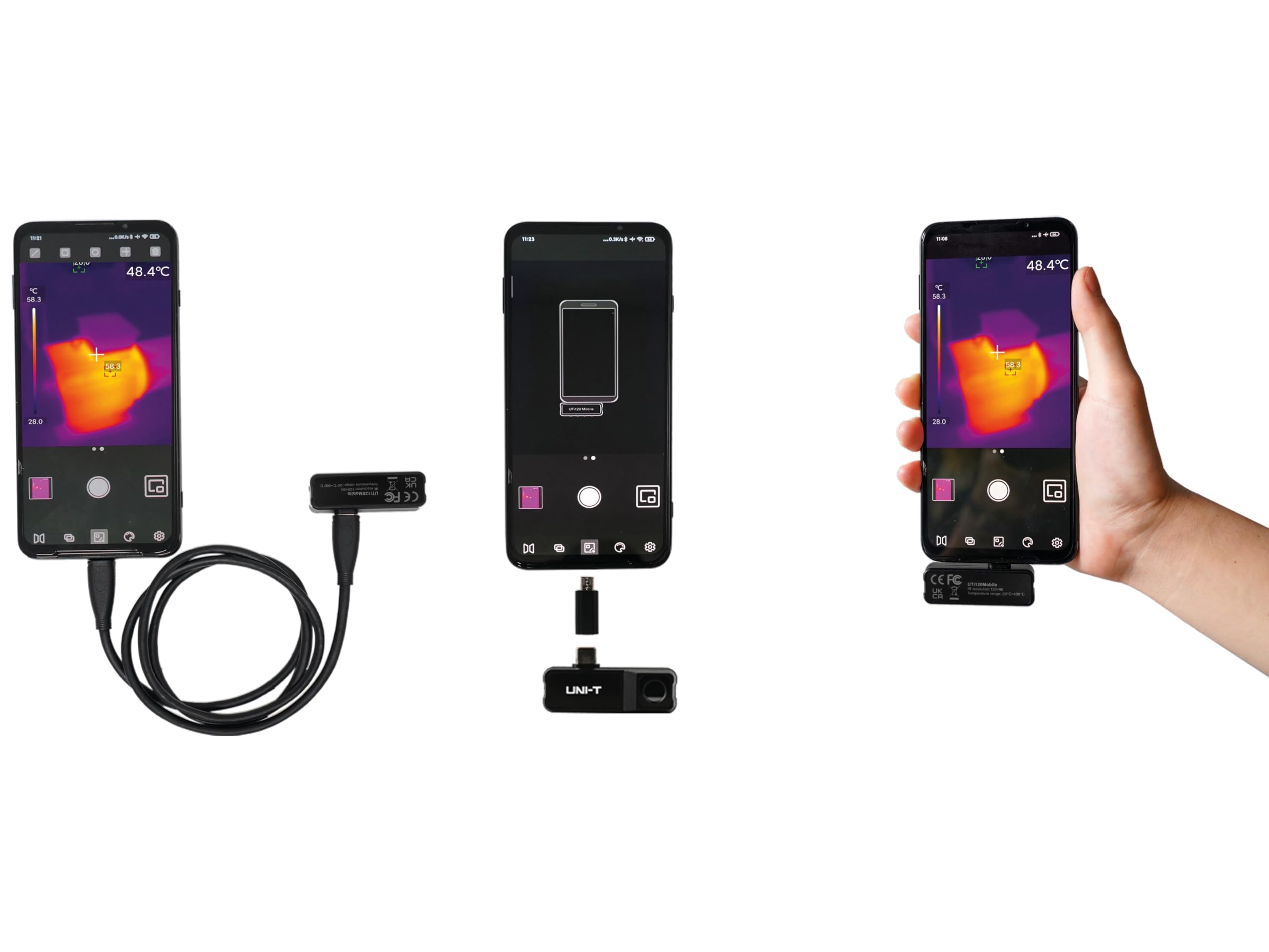 UNI-T Cámara térmica, Android USB-C MicroUSB, Cámara infrarroja Térmica Imager para Smartphones - UTi120Mobile, Resolución IR 120x90