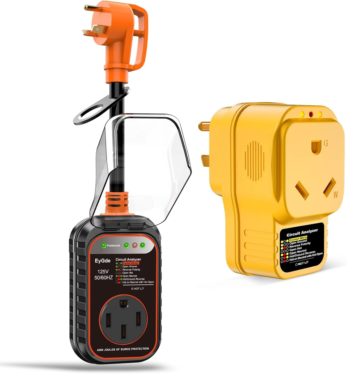 EyGde 30 Amp to 50 Amp RV Adapter with Surge Protector and 30 Amp RV Surge Protector Circuit Analyzer Power Protection for Camper Travel Trailer