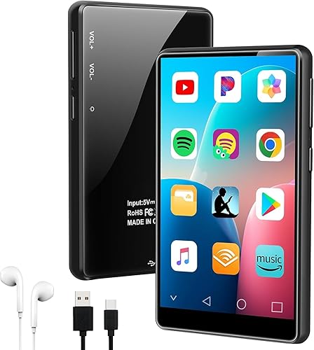 Reproductor de MP3 con Bluetooth y WiFi, reproductor de música con pantalla táctil de 4 pulgadas con Spotify, Play Store, Pandora, Audible, Amazon