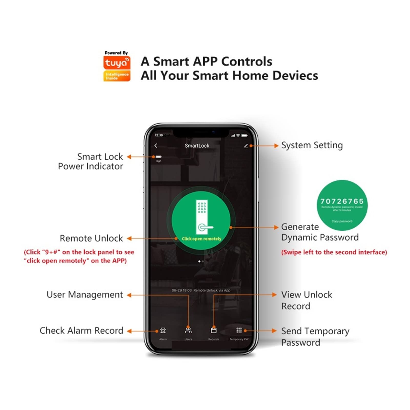 Inteligentny zamek, Elektroniczny czytnik linii papilarnych biometryczny panel matowy cyfrowy inteligentny zamek do drzwi TUYA lub TTLock APP hasło karta elektroniczna bezpieczeństwo(TUYA (wifi))