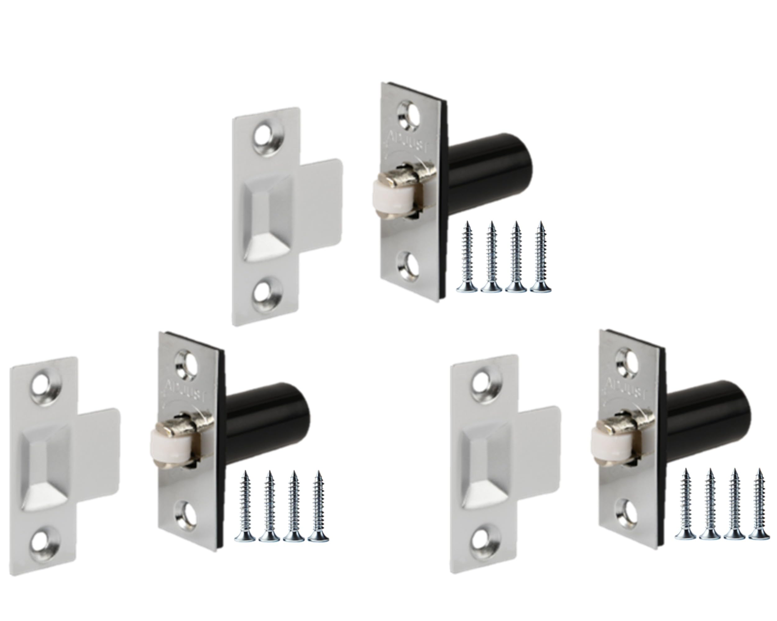 HANDLEZONE® 3 Pack Adjustable Roller Catch, Spring Loaded Ball Latch, for Internal Doors - Nickel Plated