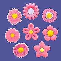 Vista 5 de 24 dijes de flores rosas para zapatos de zueco, sandalias, pulseras, dijes lindos, Metal no precioso., No es una piedra preciosa