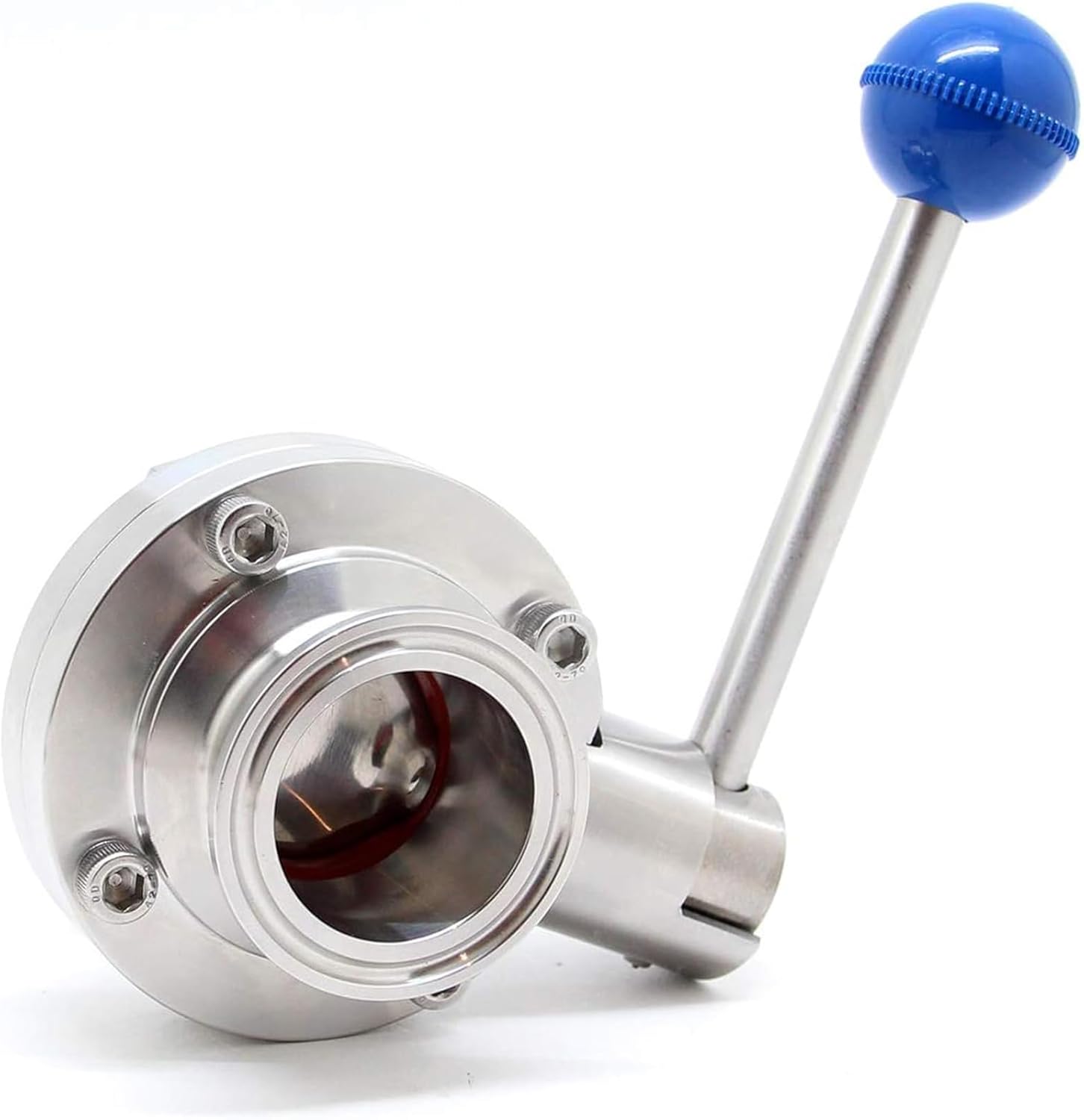 Butterfly Valve, 19-108mm Sanitary Butterfly Valve Stainless Steel 304 Tri Clamp Clover with Pull Handle for Beverage WaterSilver, 38mm