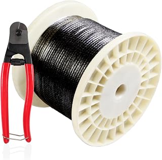 Gmatrix 300FT Black T316 Stainless Steel Cable - Flexible & Rustproof Wire Rope for Deck, Stairs, and Fences - 1/8 7x7 Strands Construction - Premium Quality!