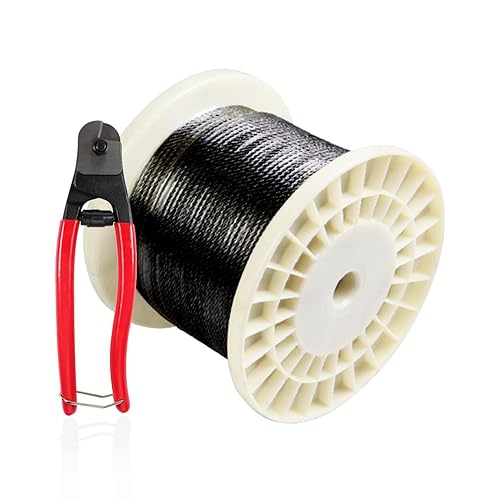 Gmatrix Cable de acero inoxidable T316 negro de 200 pies, sistemas de barandilla de cable de cuerda de alambre de 18 pulgadas para cubierta,