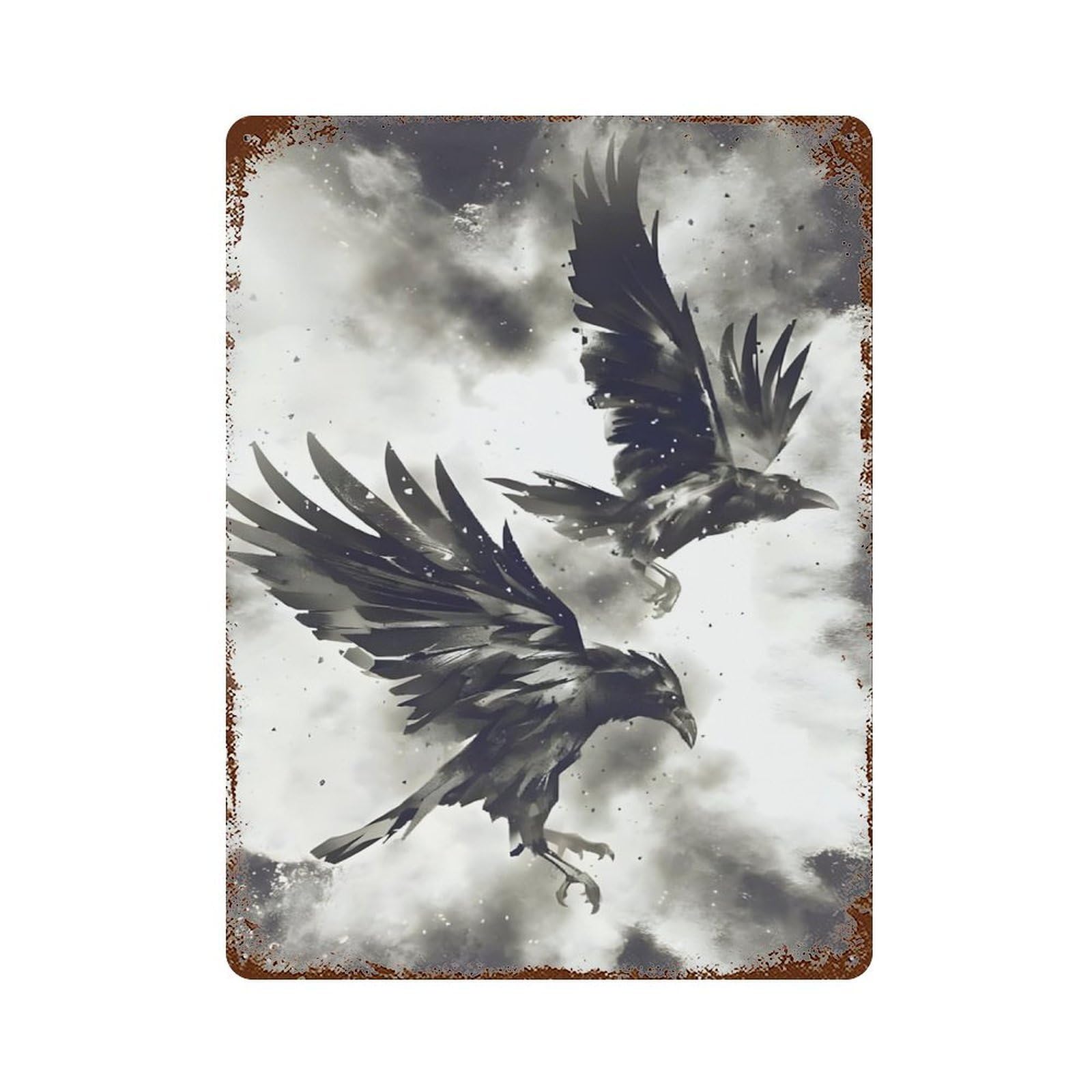 xiaoxiaoshen Vintage Dark Academia Raven Wall Decor Art Metal Tin Poster Modern Home Decor Art Home Bar Shop Decorations Vintage Sign 40x30cm