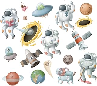 Parliky 1 folha de adesivos de parede planeta espacial para crianças decoração do sistema solar adesivos de parede infantil adesivos de parede de astronauta adesivo de parede planeta adesivos de parede mural do espaço sideral decalque autoadesivo PVC