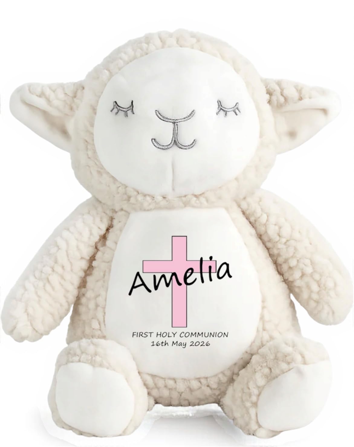 Ava Graceful Designs Personalised First Holy Communion Gift Plush Lamb Teddy | Christening Gift for Boys and Girls | Baptism Keepsake Present