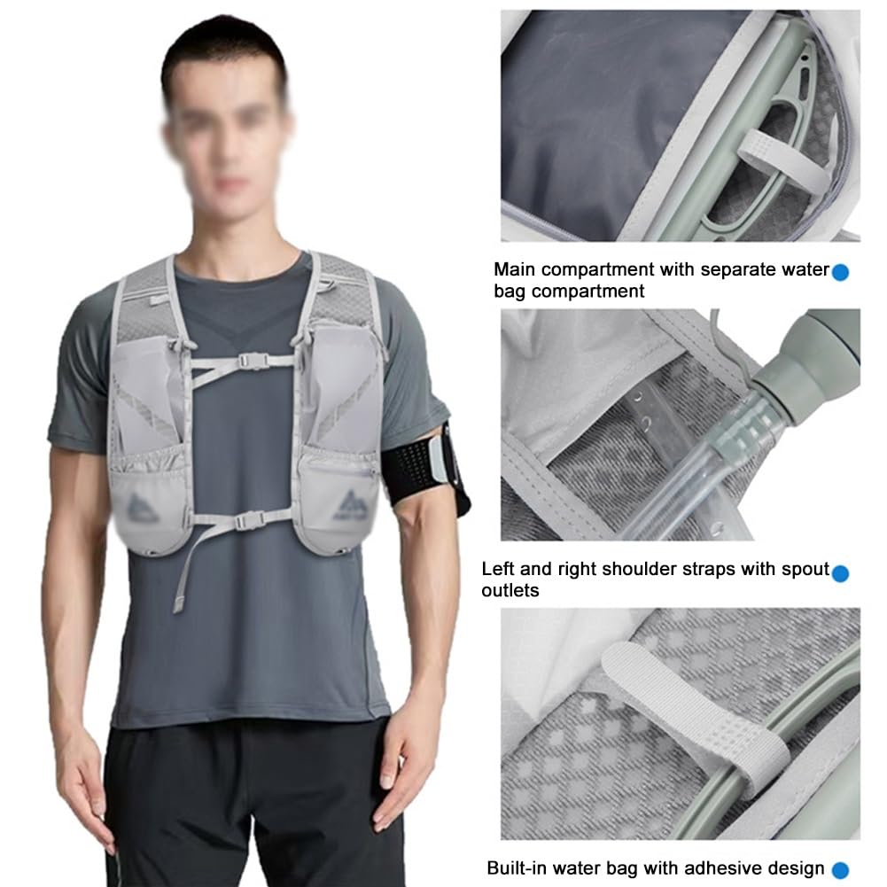 Gilet de course, gilet d'hydratation pour la course, sangle de poitrine réglable pour boire pendant la course, avec bandes réfléchissantes à l'avant et à l'arrière, convient pour le cyclisme, la
