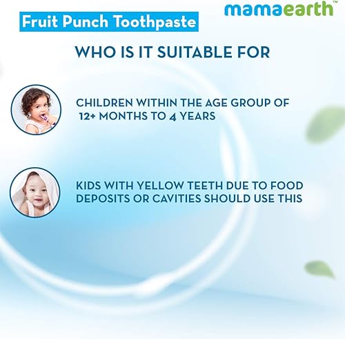 Miniatura 7 de Mamaearth Pasta de dientes para bebés de frutas mixtas naturales, limpia suavemente los dientes y las encías, combate las caries y las caries