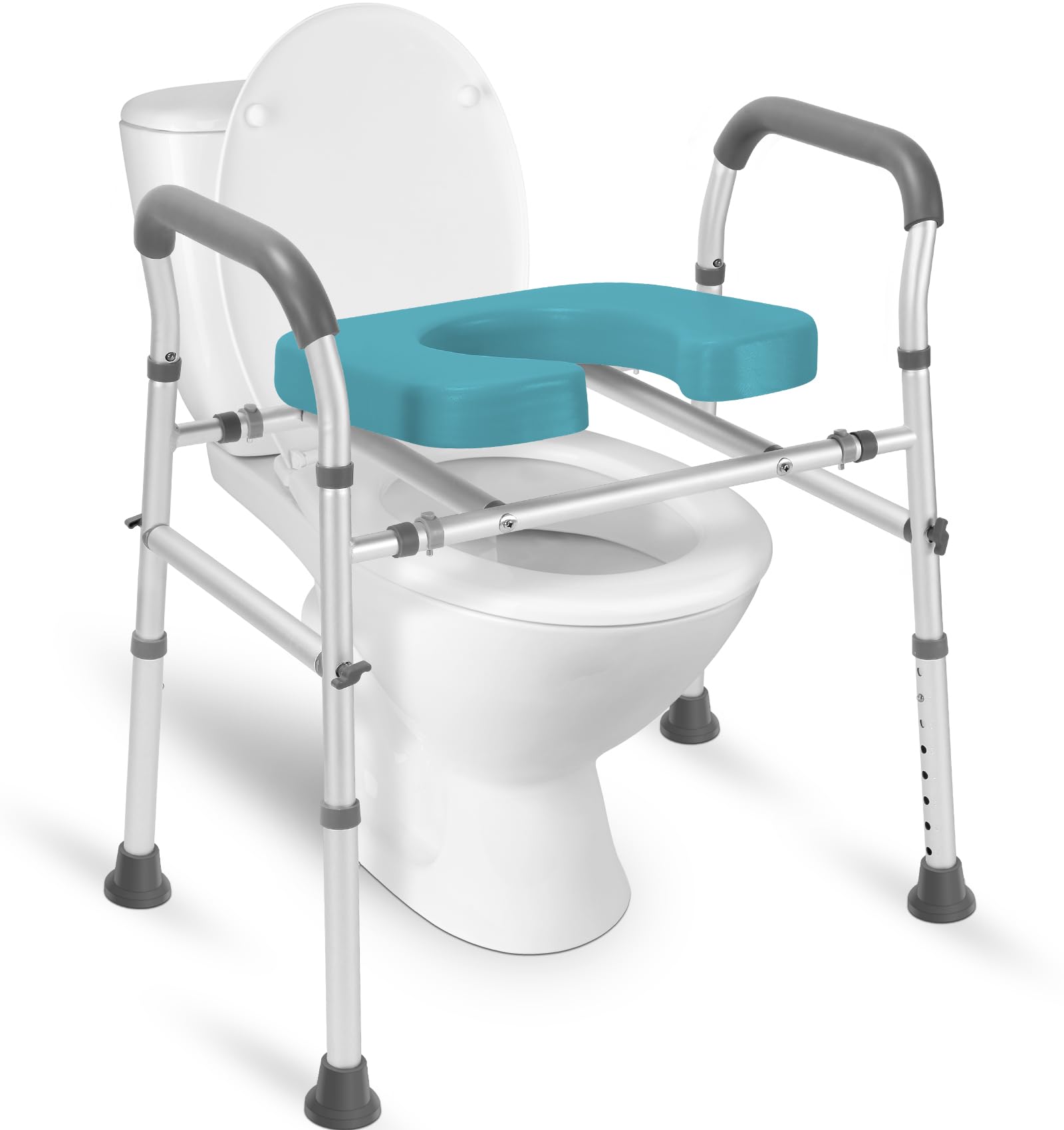 TocebeUpgraded Raised Toilet Seat With Handles, 500lbs Capacity 4 Reinforced Bars Toilet Seat Risers For Seniors, Adjustable Height & Width Toilet Seat Riser Seniors/Handicap/Disabled Fits Any Toilet