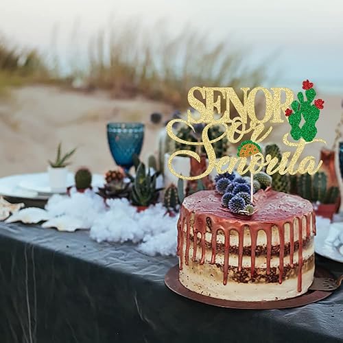 Miniatura 4 de Senor o Senorita - Decoración para tartas mexicanas, fiesta de baby shower, fiesta de cinco de mayo, con lazo de cactus, sombrero de maracas, tema