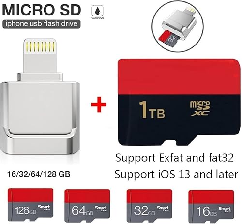 Miniatura 2 de Lector de tarjetas Lightning a Micro SD certificado MFi de Apple para iPhone, iPad, compatible con iOS 13, exFAT y FAT32