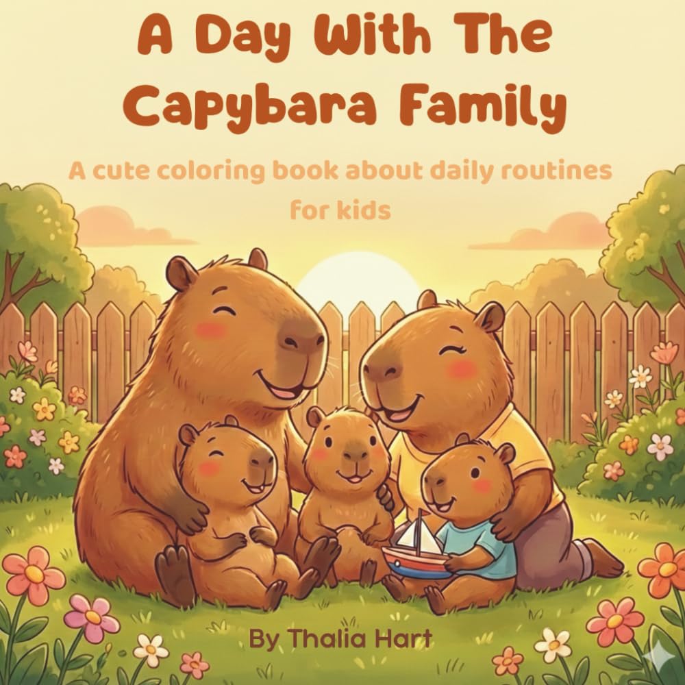 A Day With The Capybara Family: A Cute Coloring Book about Daily Routines for Kids