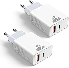 USB C Charger, 20W 2Port USB Plug Fast Charger iPhone, Multi Mains PD+QC 3.1A Type C Adapter for iPhone 16 15 14 13 12 11 Pro Max X XS XR 8 7 6S Plus Mini SE, iPad, Samsung Galaxy