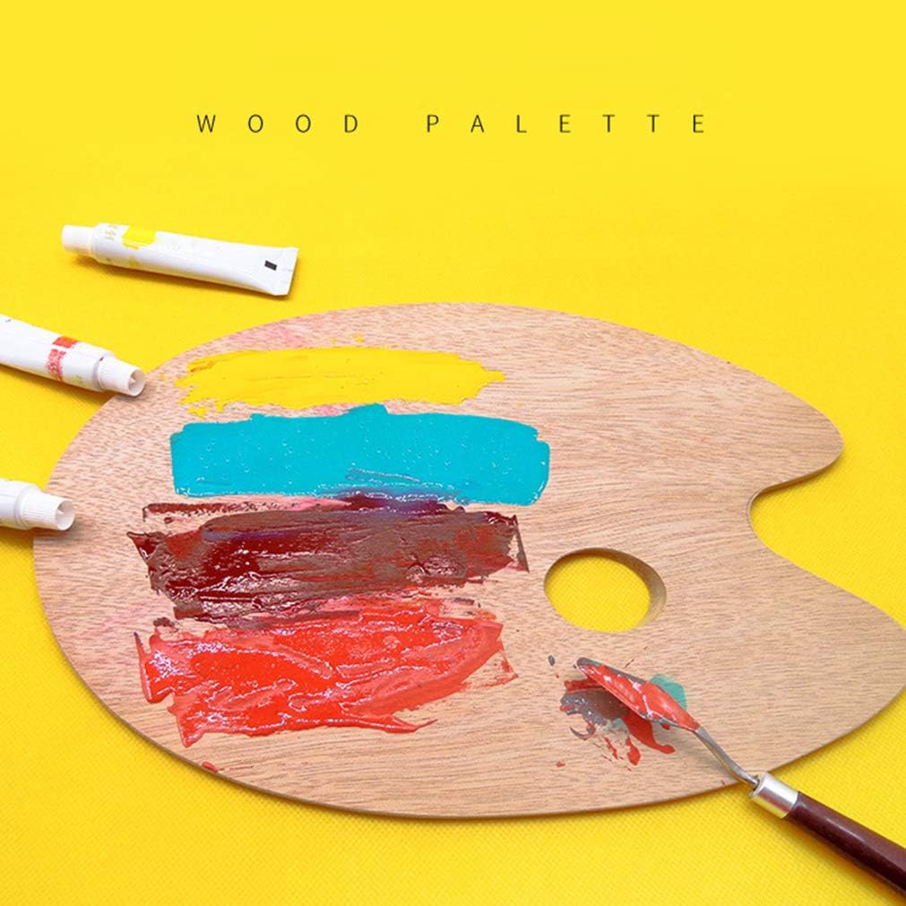Large Wooden Paint Palette, Painting Palette, Artist Wood Paint Palette, 16 x 12 inches, Oval Shaped Wooden Non-Stick Oil Paint Palette, Mixing Easy Clean Art Paint Pallet (2 PCS)