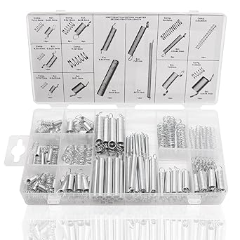 Dianrui 200PCS Spring Assortment Kit 20 Different Sizes Mini Zinc Plated Steel Compression and Extension Springs for DIY Repair Project K-P-038