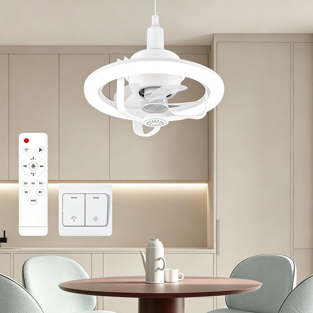 Piptyllite Color-Changing Oscillating Ceiling Fan Light, Quiet Remote Control for Living Room, Bedroom & Kitchen