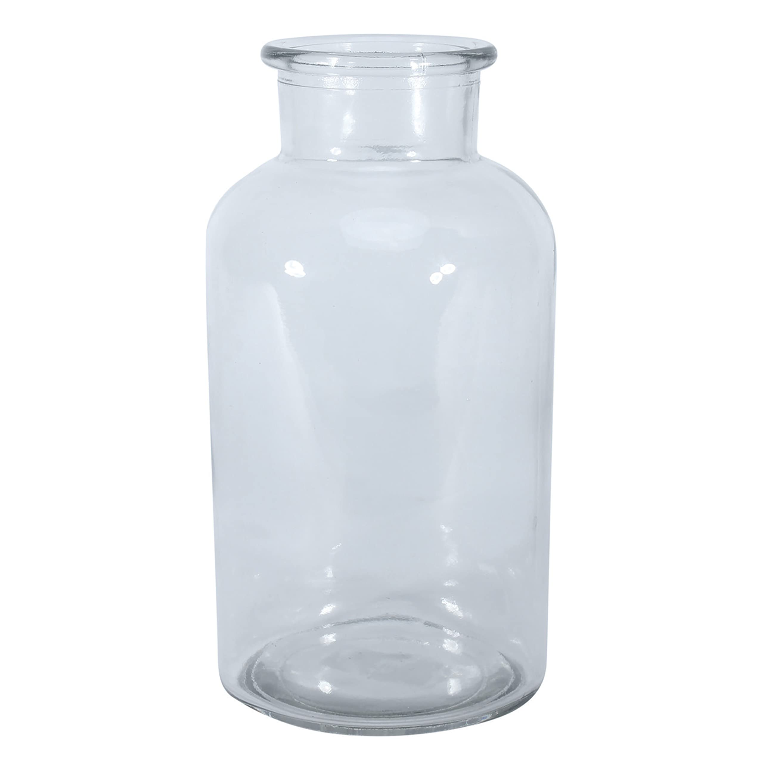 Apothecary Jar Vase – 20 x 10cm Clear Hand-Blown Glass Vase for Fresh or Artificial Flower Stem Bouquet Arrangements - Indoor Home Table Windowsill Sideboard Centrepiece Decor