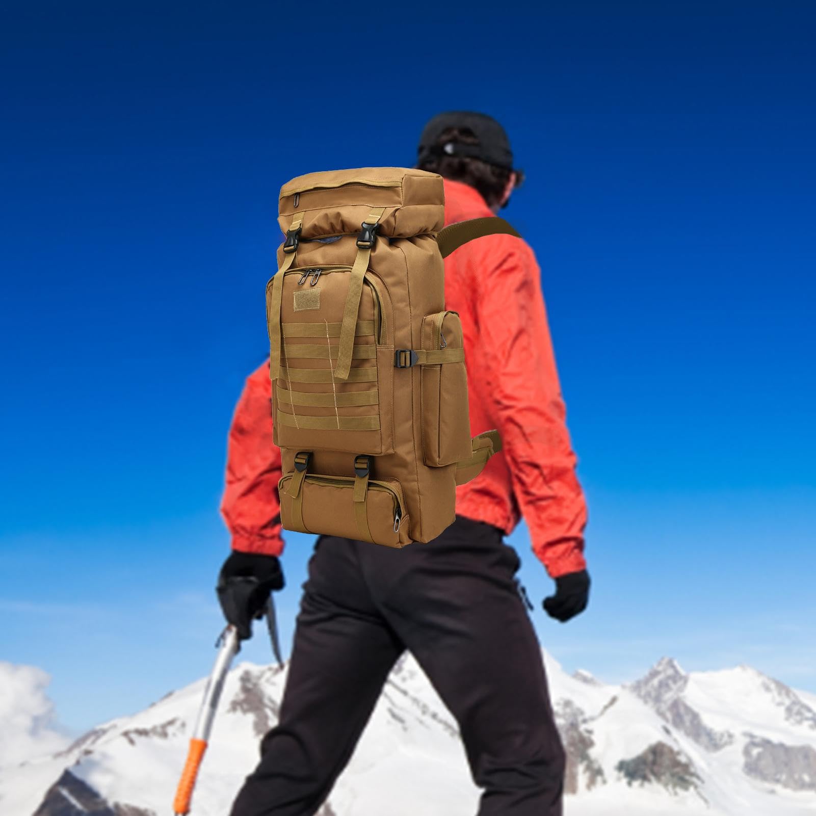 Zaino da 80 l, con attrezzi multiscomparti, da viaggio, resistente