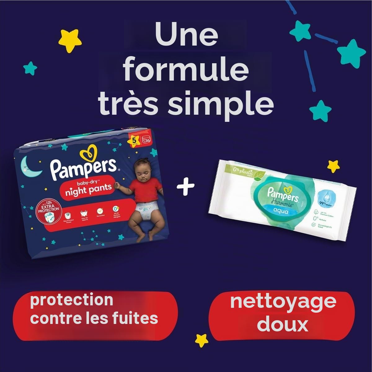 Pampers - Pantalon Baby Dry Night - Taille 5 - Petit pack - 35 pièces - 12/17 KG