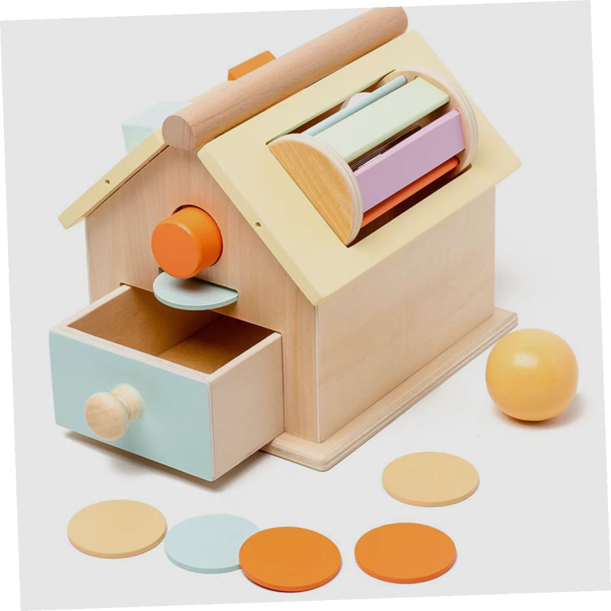 Caja de Juguetes de Madera Montessori para Niños Pequeños Función Multifuncional y Entrenamiento de Habilidades Motoras Finas Adecuado para Educación Temprana