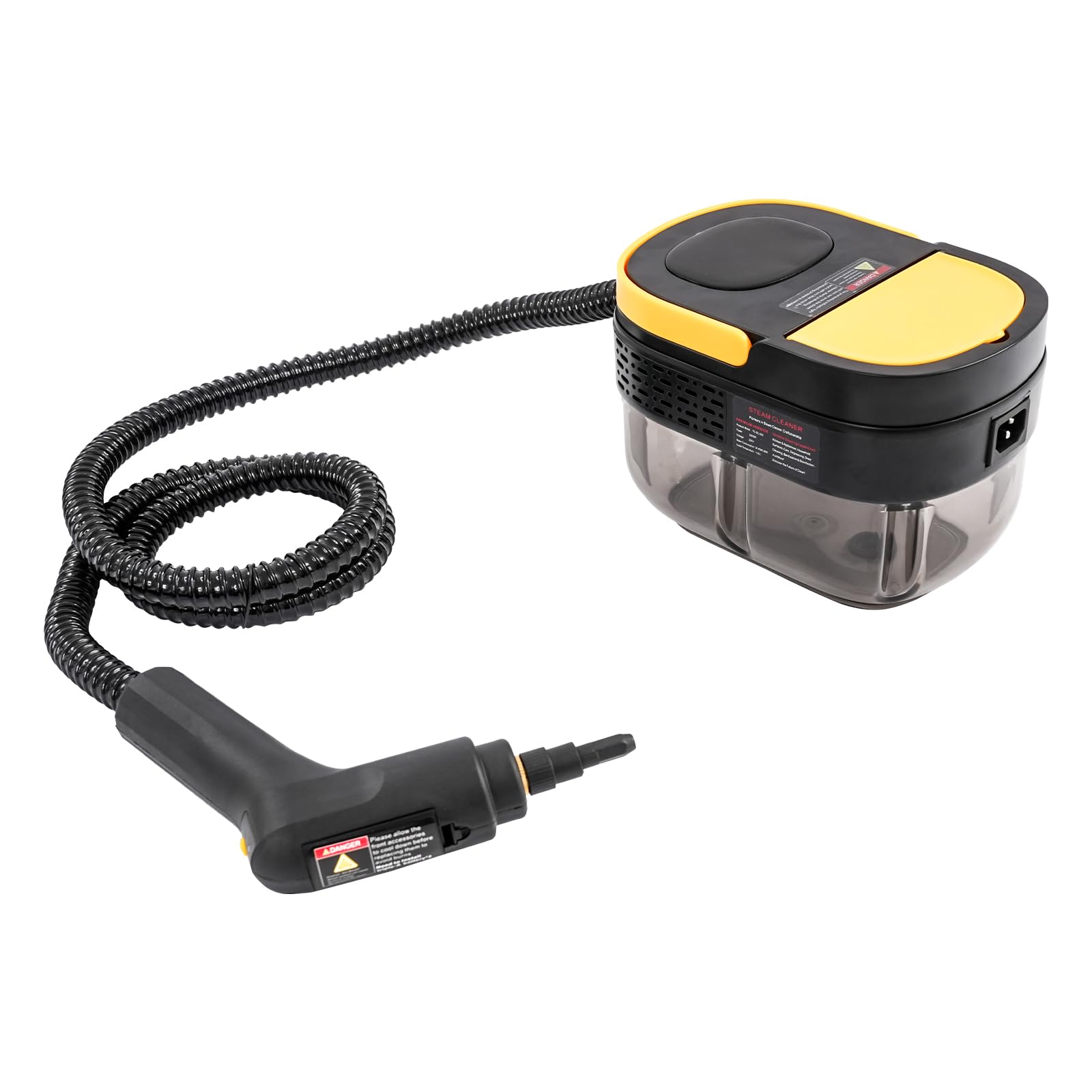 Limpiador a vapor de mano, 1500 W, con mango ajustable, depósito de agua de 1,6 L, mopa de vapor, limpiador de vapor portátil para ventanas, cocina, suelo, tapicería, baño, coche