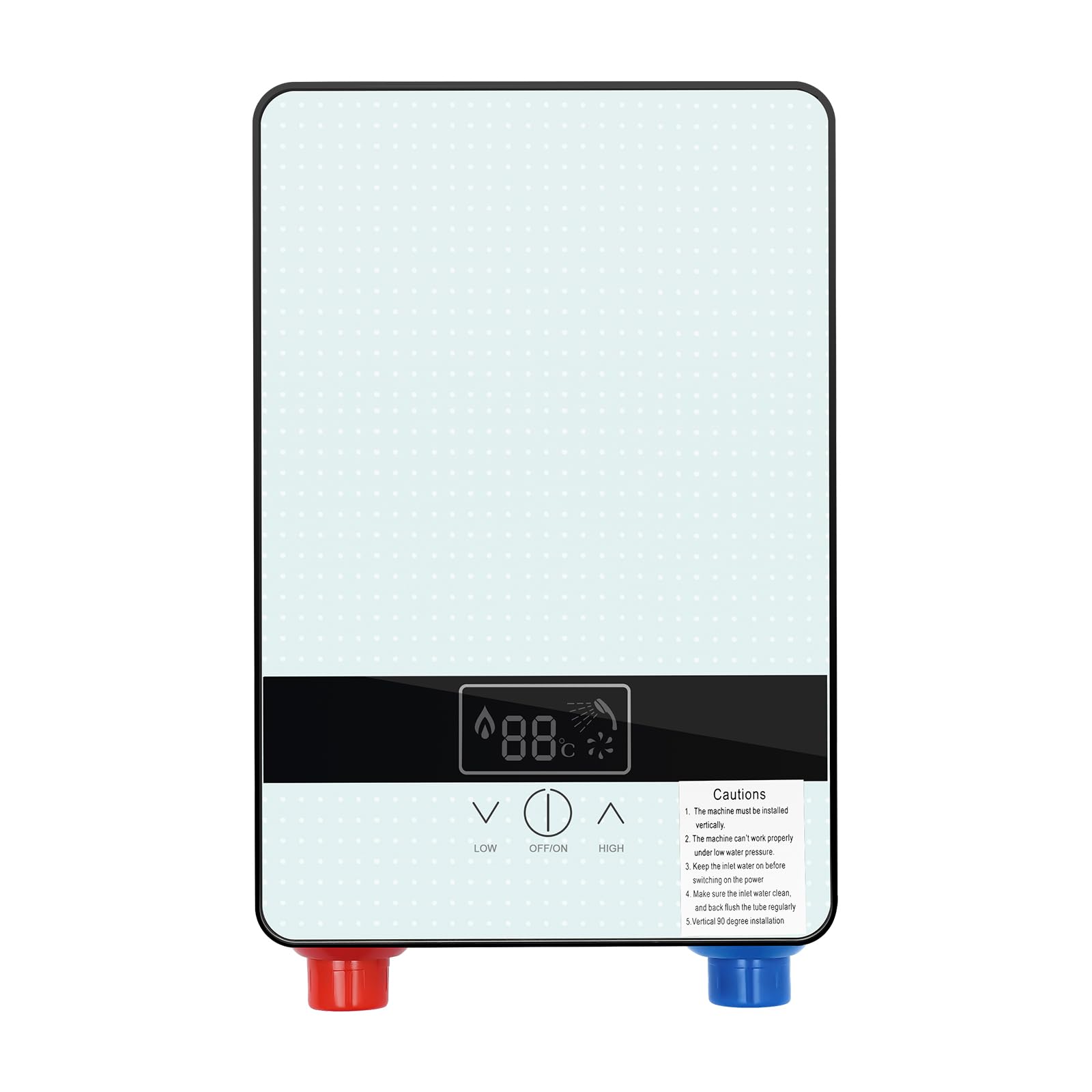 Calentador de agua instantáneo Ducha, Calentador de agua eléctrico sin tanque, 6500W Agua Caliente Instantánea Baño Ducha, Baño Calentador de Agua Eléctrico 0-55℃, 29 × 19 × 6.5cm