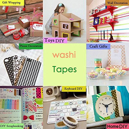 Uclever Decorative Washi Tape Diy Rainbow Sticker Masking Paper Set 10 Rolls, 0.3 Inch X 16.4Ft(Wxl) (Ten Colors) #TOP6