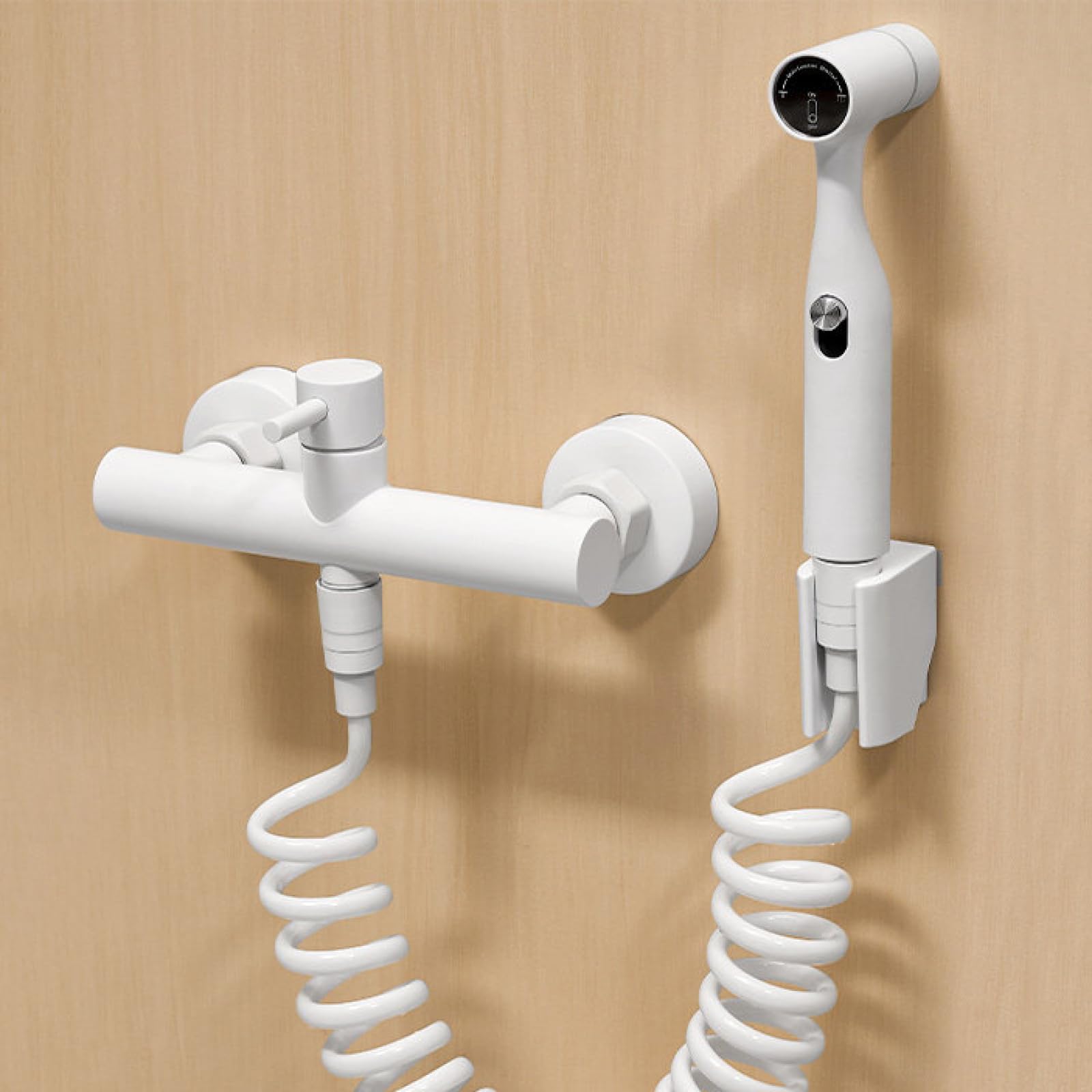 Doccino Bidet per WC con Miscelatore Acqua Calda E Fredda Doccetta per Bidet Portatile Staffa Regolabile A 30° Montata A Parete In Ottone,Bianco
