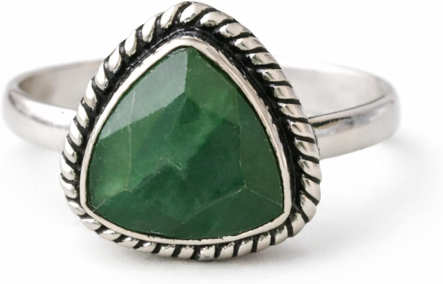 Triangle Shape Green Emerald Statement Ring, 925 Sterling Silver Jewelry, Minimalist Promise Ring