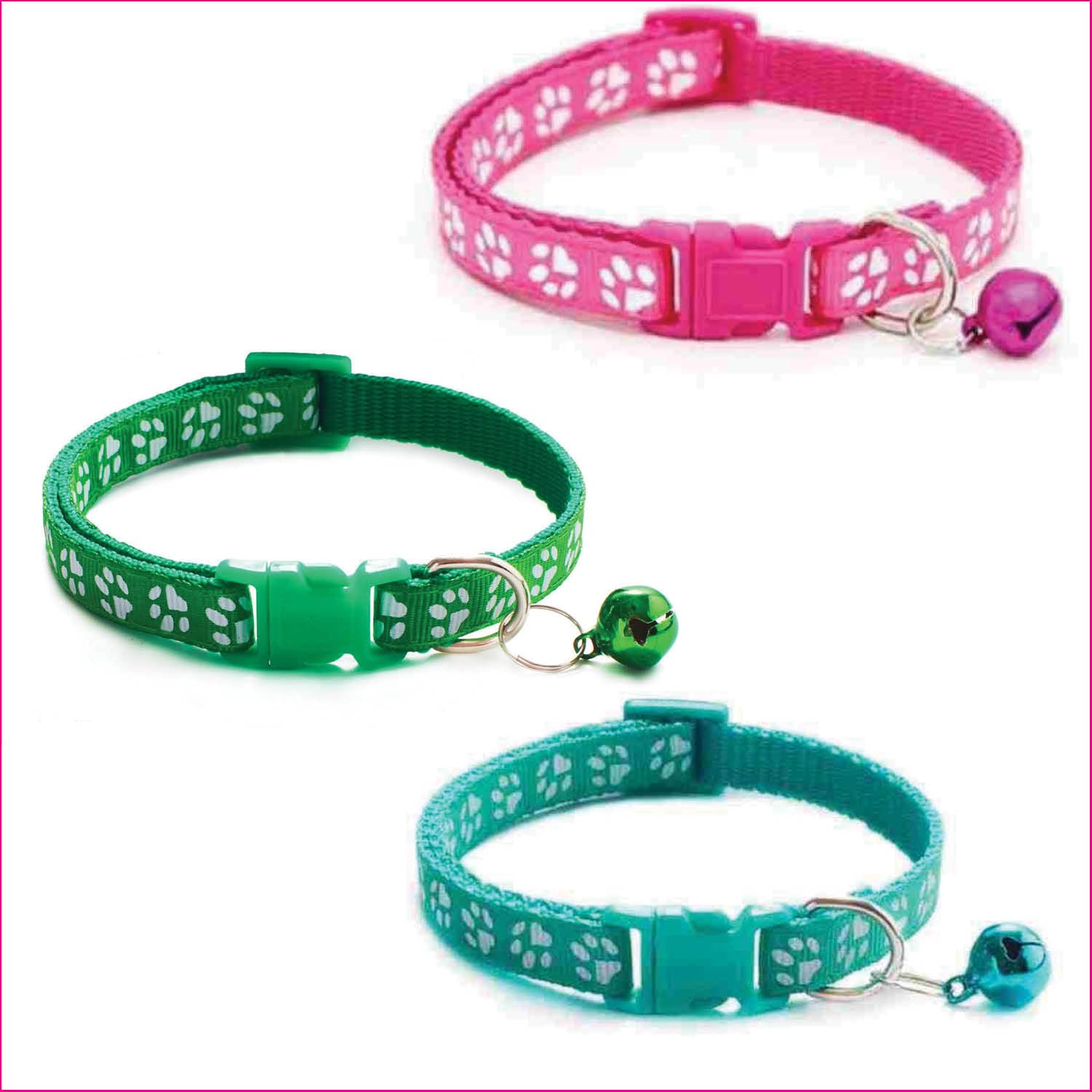 Litvibes Cat Collars Set of 3 with Bell,Kitten & Small Soft Adjustable Collar Safe,Solid & Protection Breakaway for Cats & Puppies,Cute Kitty Neckband with Paw Print-(Dark Pink,Turquoise,Dark Green) (B0CXVCFRHC) Amazon Price History, Amazon Price Tracker