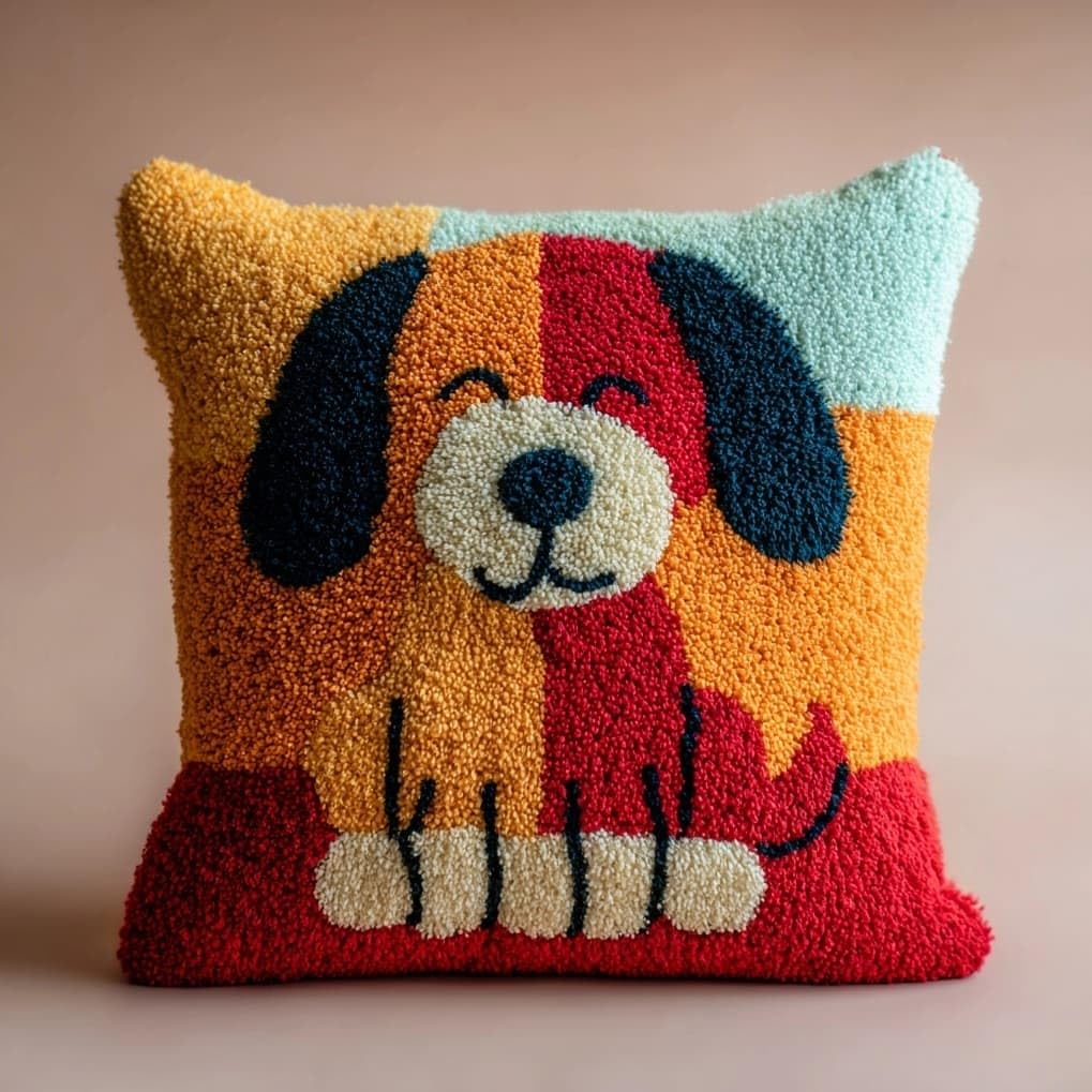 AxiangziK Pre-Printed Latch Hook Pillow Kit,Cartoon Puppy