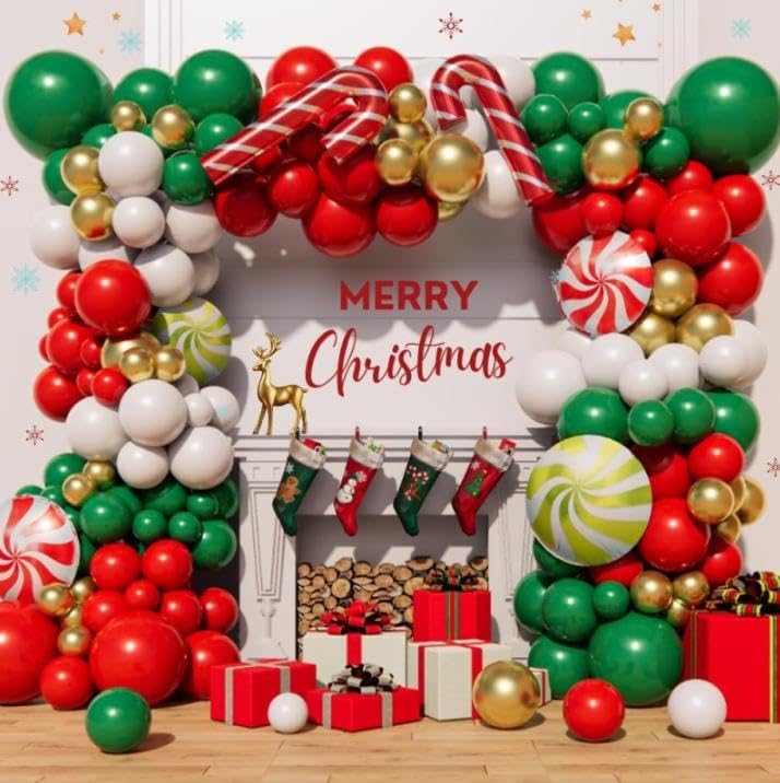 Christmas Red Green Balloon Arch