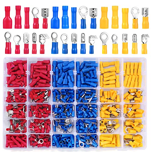 Terminales de cable, 480 piezas, conectores planos, conectores planos y terminales de cable anular Cover