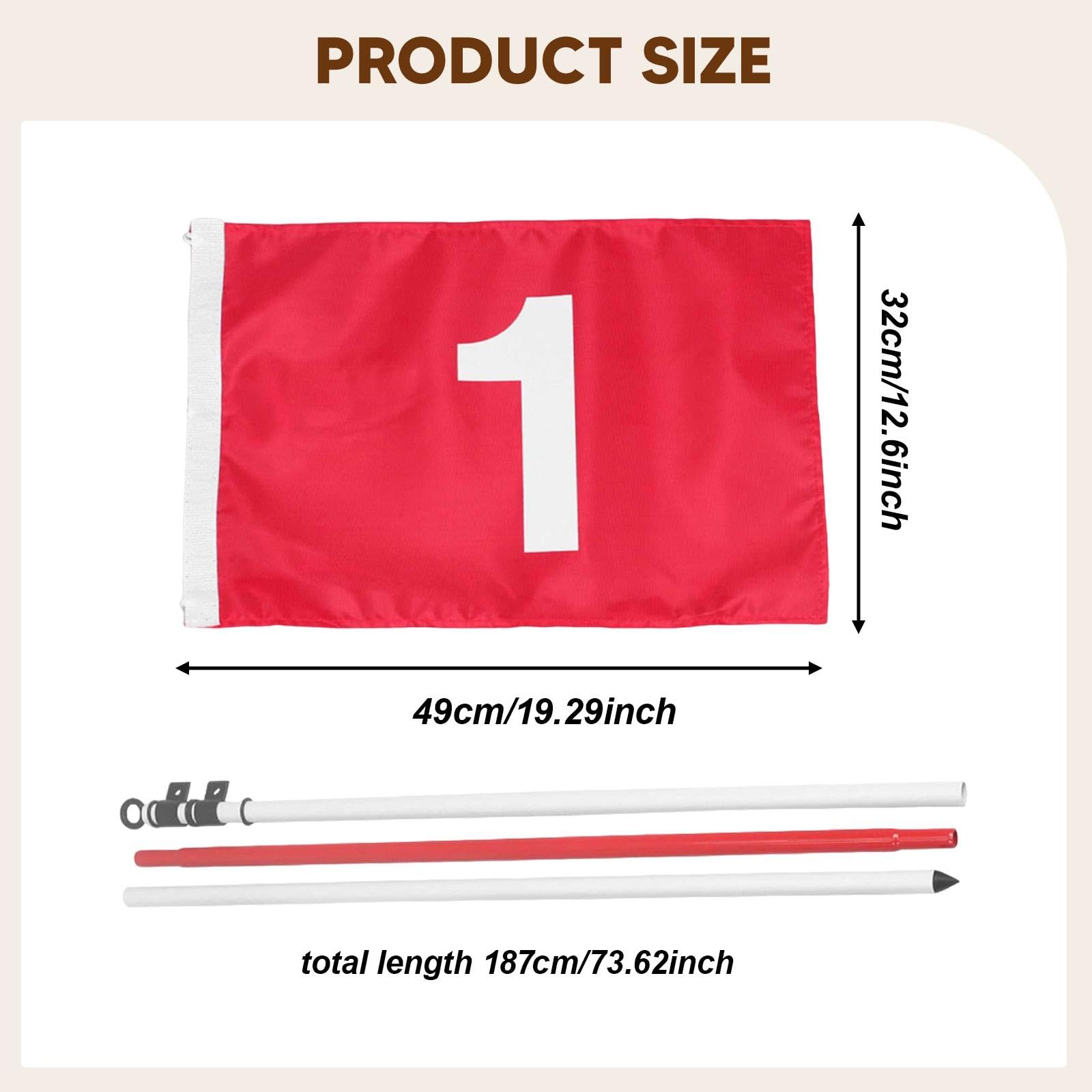 Bandera de Golf con Diseño de 3 Secciones Y Copa de Hoyo, Desmontable para Entrenamiento de Putt, Club, Césped, Patio Al Aire Libre.