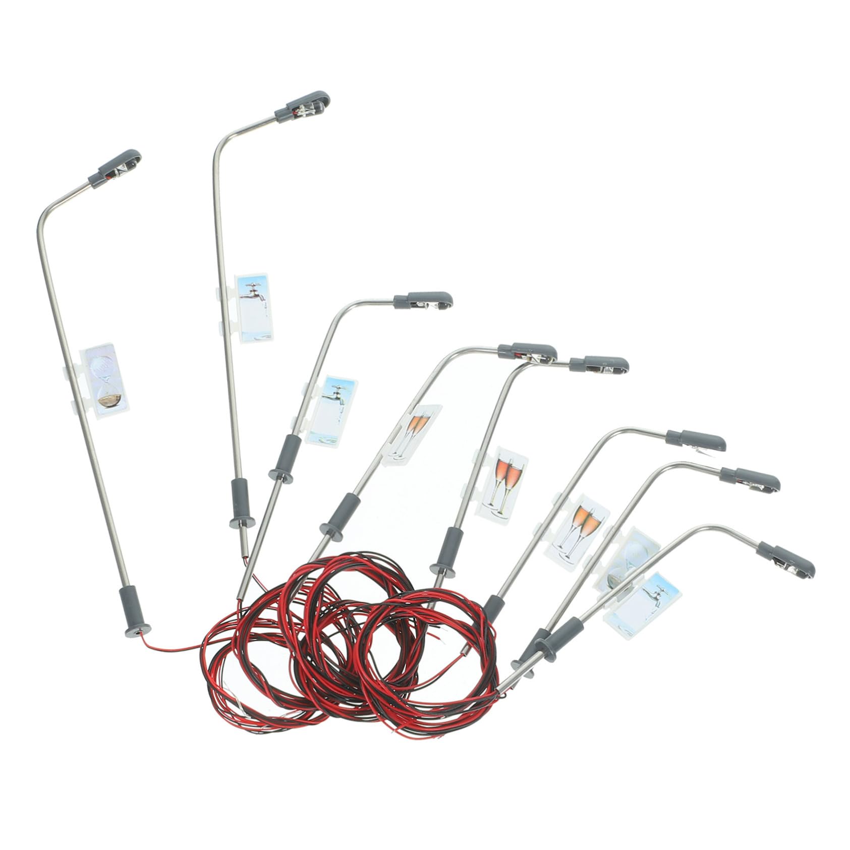 BEBEMOKO 15pcs 1/100 Model Street Lamps Metal Luminous Post Lights for Train Model Decor