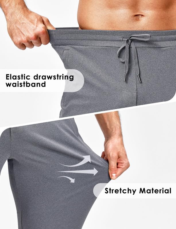 GGJ Men's Athletic Joggers with Zipper Pockets Stretch Tapered Running Sweatpants Gym Jogging Workout Pants for Men - Image 4