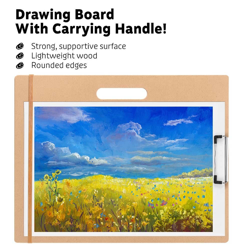 Sketch Board – 33 x 43,2 cm, tragbares Kunst-Zeichenbrett mit Griff, 2 Stück