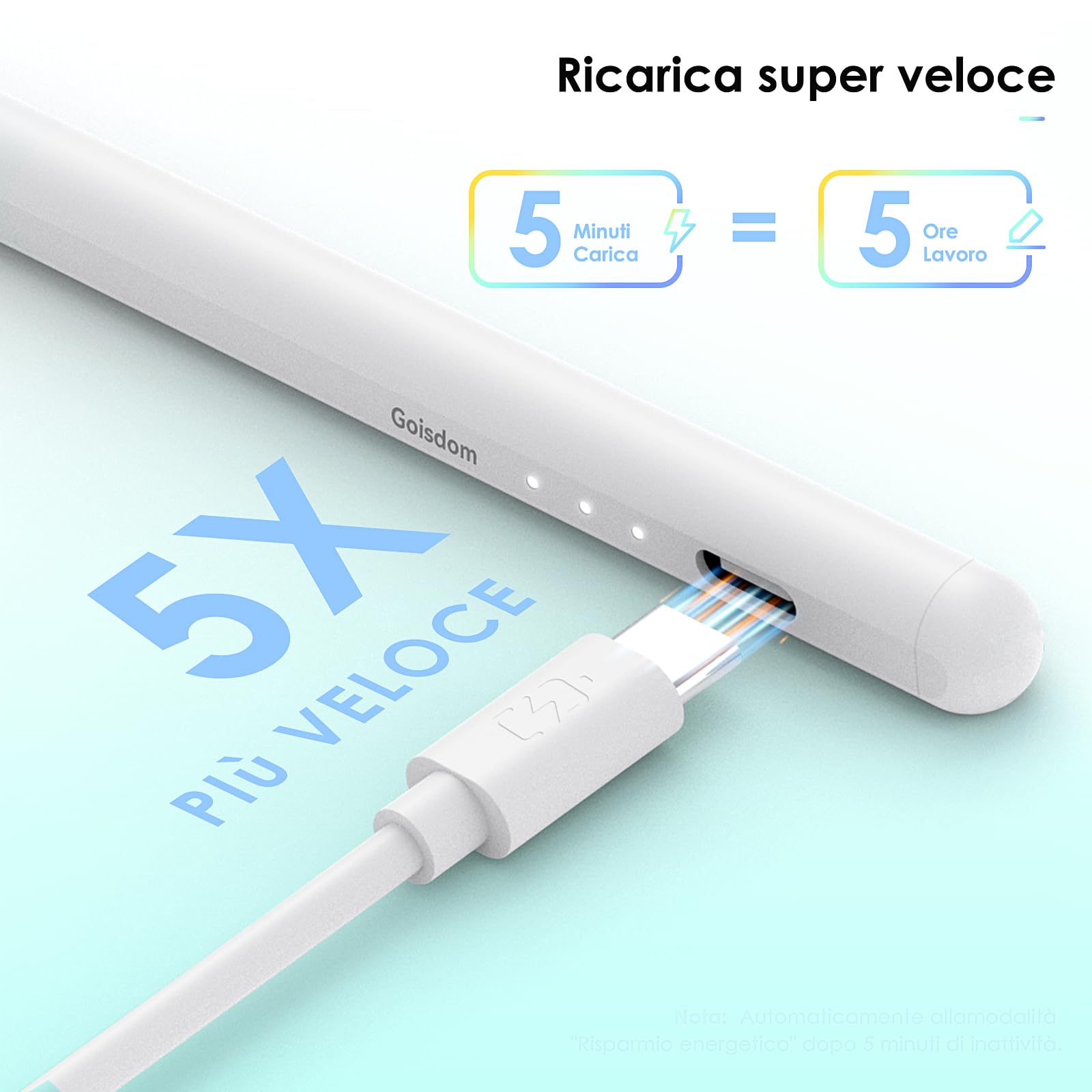 Penna Per IPad MEKO Con Ricarica Wireless - Compatibile Con IPad 6-10, Air, Mini, Pro - Sensibilità Inclinazione - Foto 7