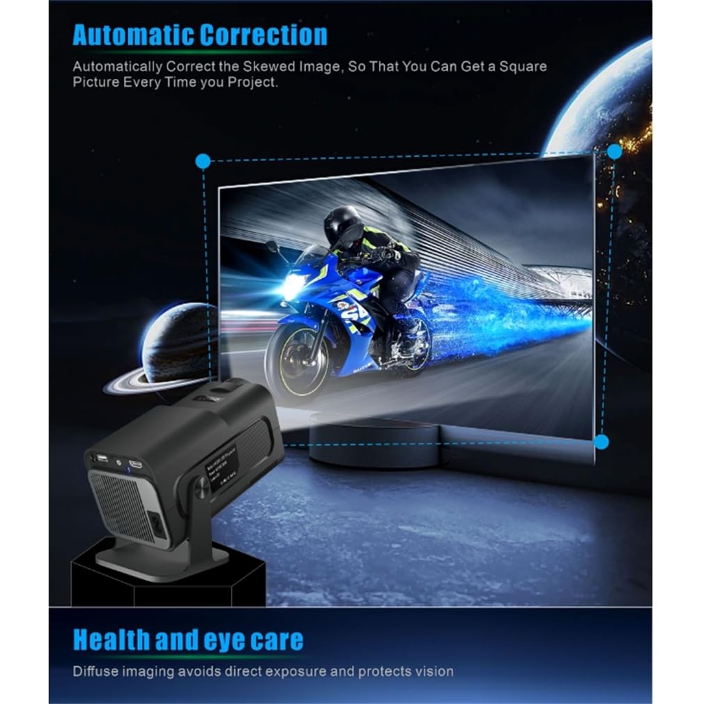 Full HD 1080P Home Theater Video Proiettore Mini Proiettore Portatile per Film Esterni, Proiettore Da Soffitto Auto Keystone per Smartphone