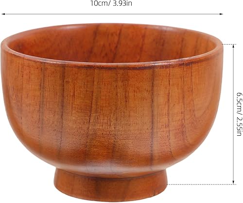 Miniatura 2 de Hemoton Tazón de madera simple de 10X6.5CM Tazón de comida Tazón de madera hecho a mano Tazones de sopa Cuencos de cereales Tazones de arroz Tazones
