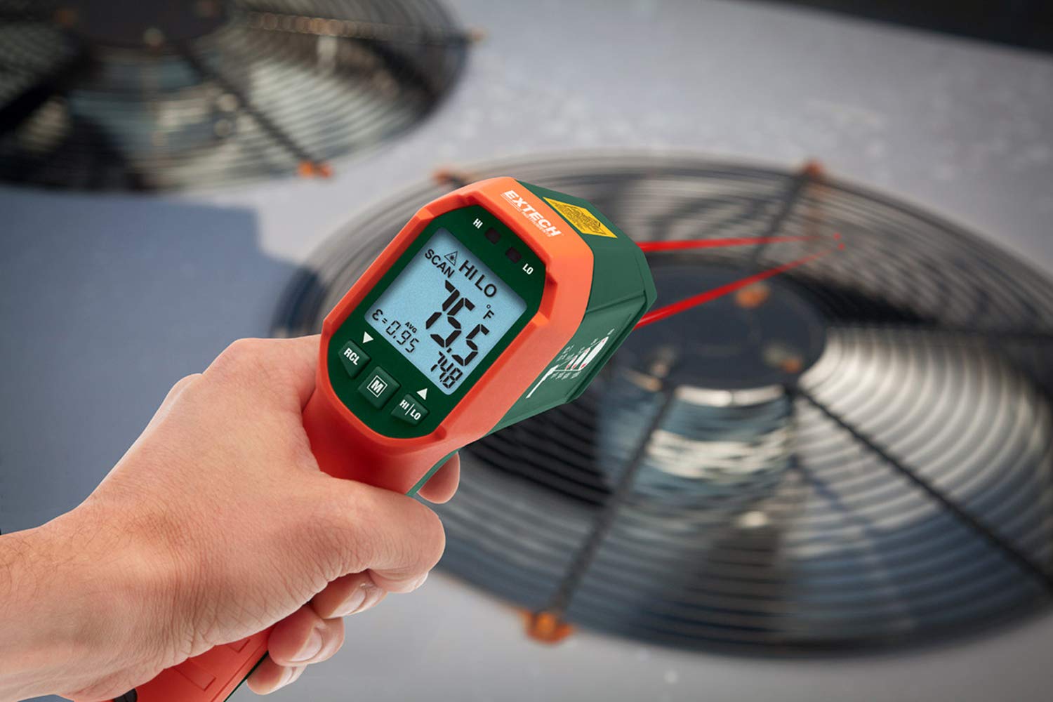 Extech IR320 Dual Laser IR Thermometer: Waterproof IP65 & 3m Drop-Proof, -20 to 650°C (-4 to 1202°F) Range, 12:1 Distance Ratio, High/Low Alarms with LED Alerts - for HVAC, Automotive & Industrial