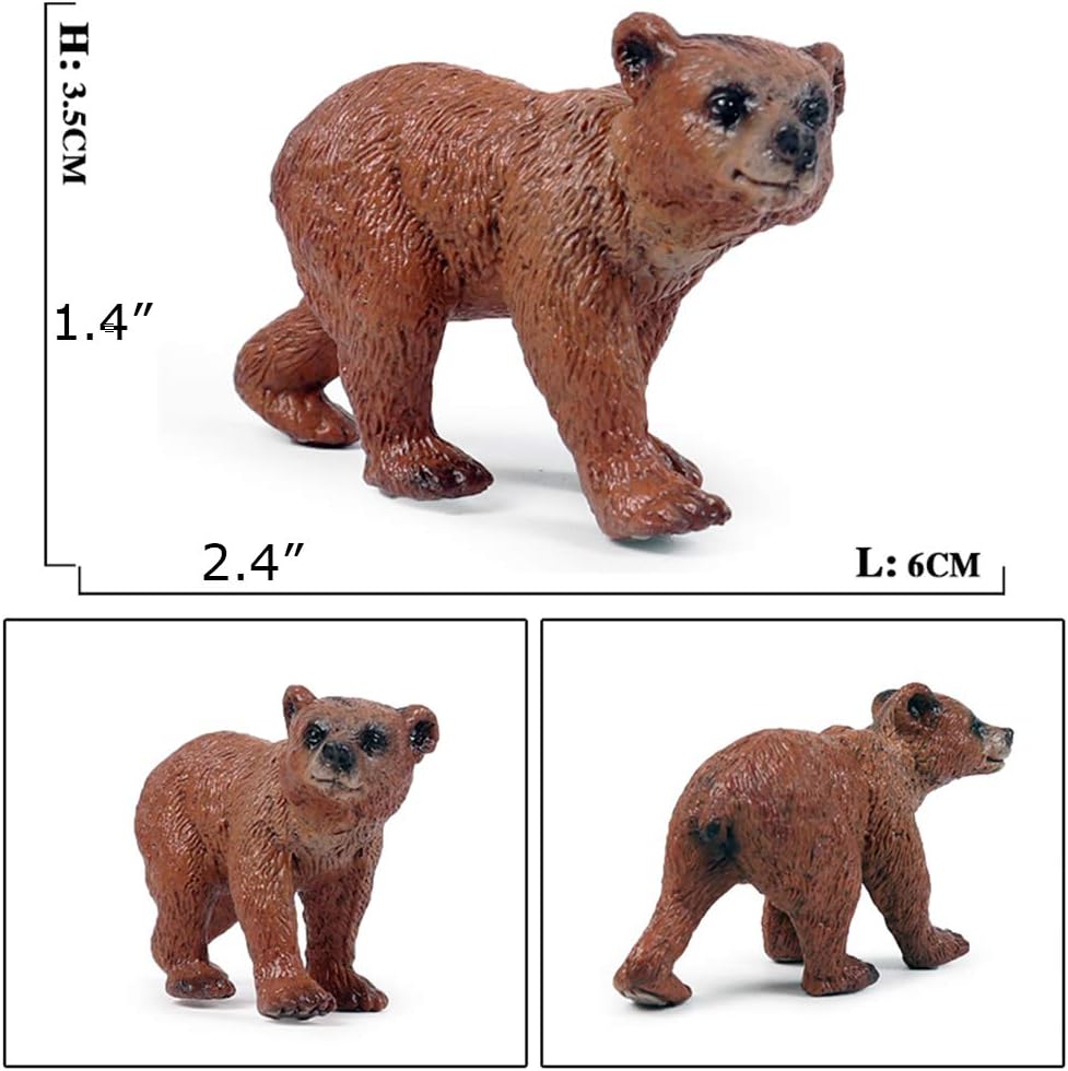 Grizzly Bear Toys Figurines, Plastic Forset Animals Bear Figures for Kids, Realistic Woodland Creature Party Supplies Cake Toppers, Pack of 3 - Image 7