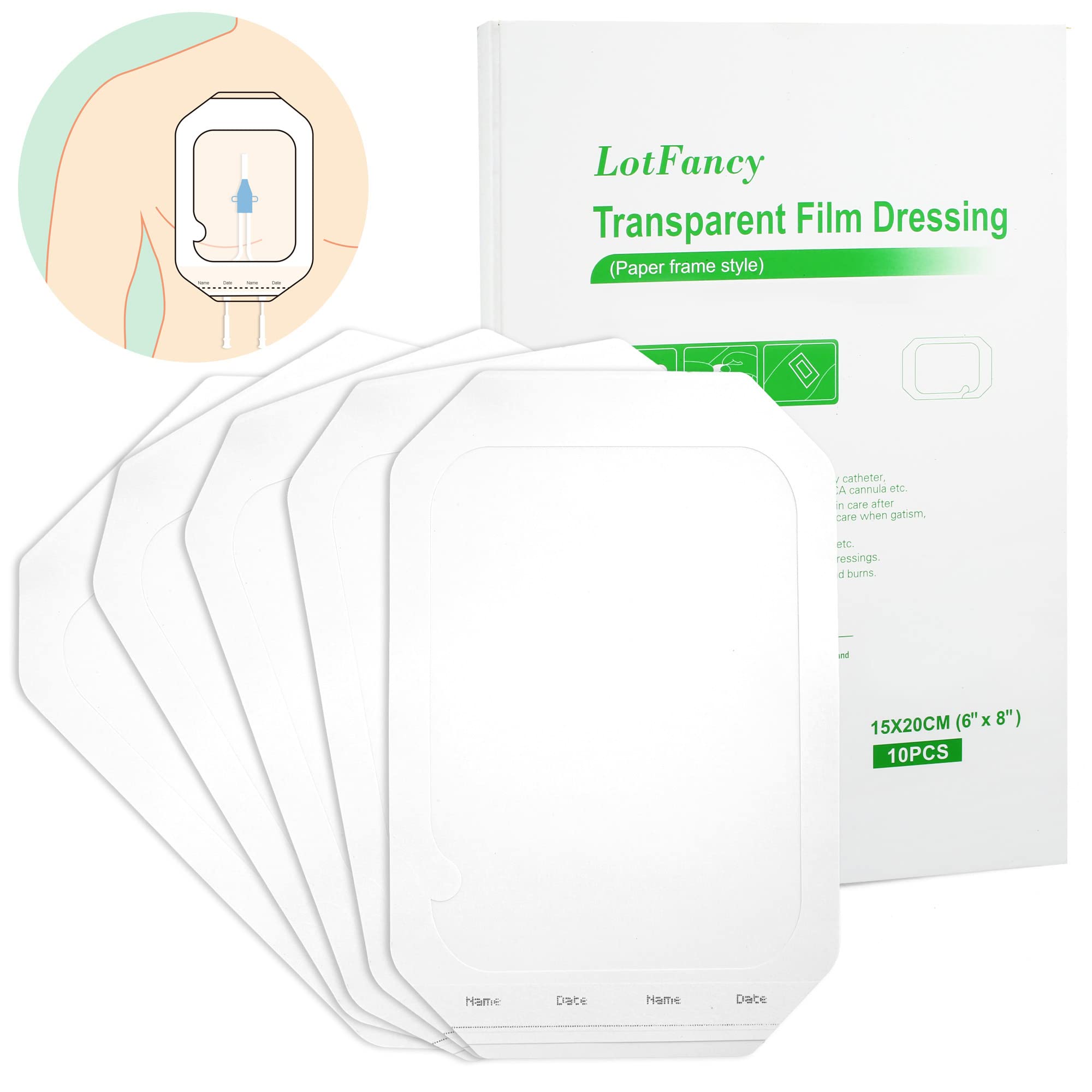 Buy LotFancy Transparent Film Dressing 6x8 inch, 10PCS, Waterproof