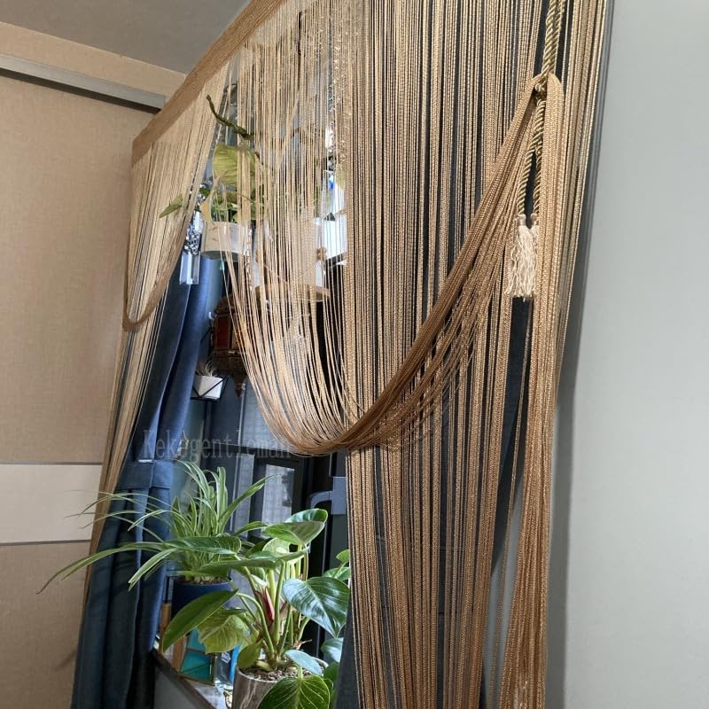 Fadenvorhang 300 x 200 cm Fadenvorhänge, Bildschirmband, Trennvorhang for Wohnzimmer, Tür, Wand, Fenster, Panel, Quastenvorhang Fadengardine(Red,300x260cm)