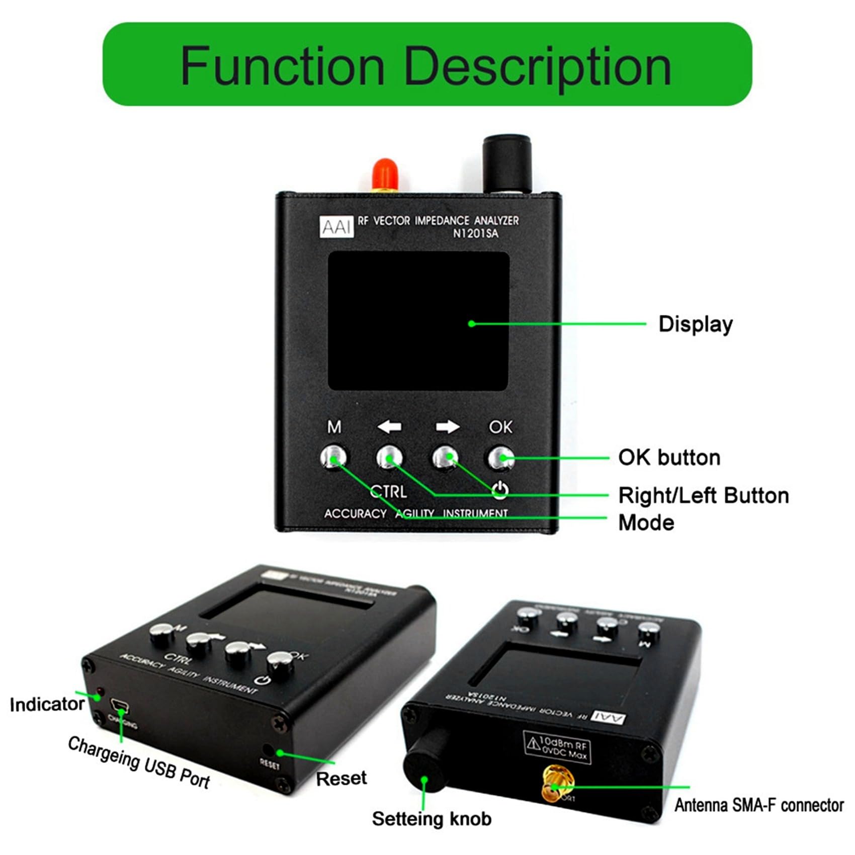N1201SA 140MHz - 2.7GHz UV Vector Impedance ANT SWR Antenna Analyzer Meter Accessory Part Tester Resistance/Impedance/SWR