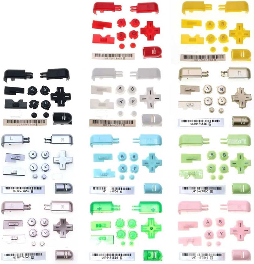 Replacement ABXY L R D Pad Cross Button Full Button Set for Nintend DS Lite NDSL Console Buttons Kit (Clear Green)