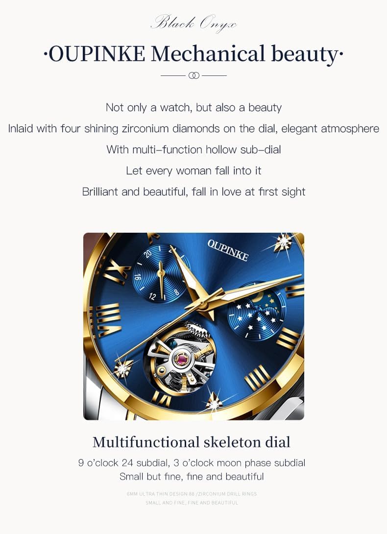 OLEVS Womens Diamond Watch Automatic Mechanical Ladies Elegant Luxury Sapphire Crystal Wrist Watches