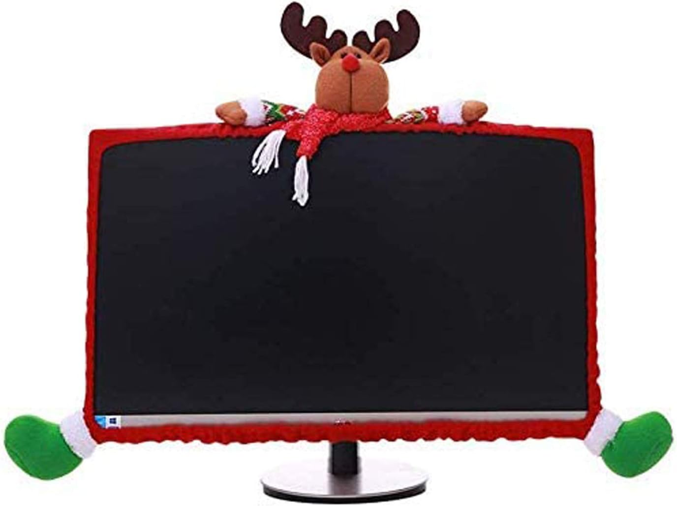 Gugou Computer Monitor Cover, Elastic Computer Cover Christmas Decorations for Home Office Decor and New Year Gift Ideas (Moose)
